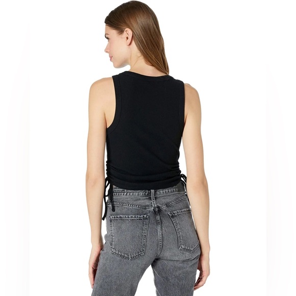 1.STATE Side Seam Rouched Tank Women's Clothing Rich Black: L - Picture 4 of 7